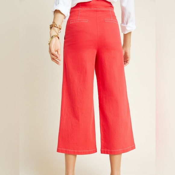 Anthropologie ASTR Nixon Cropped Wide-Leg Strawberry Red L Casual Elegant - Picture 3 of 12